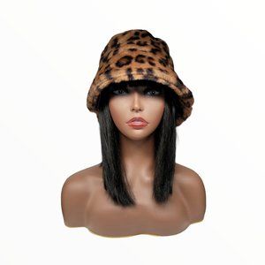LEOPARD FAUX FUR BUCKET HAT